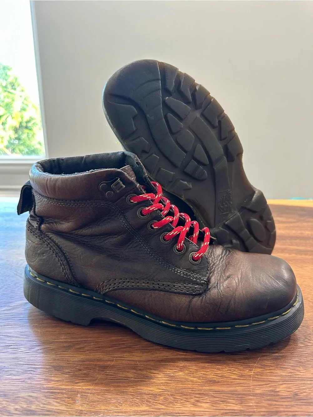 Vtg 90s Dr. Marten 8A69 Brown Leather Ankle Boots Made In England Men UK 9 US 10